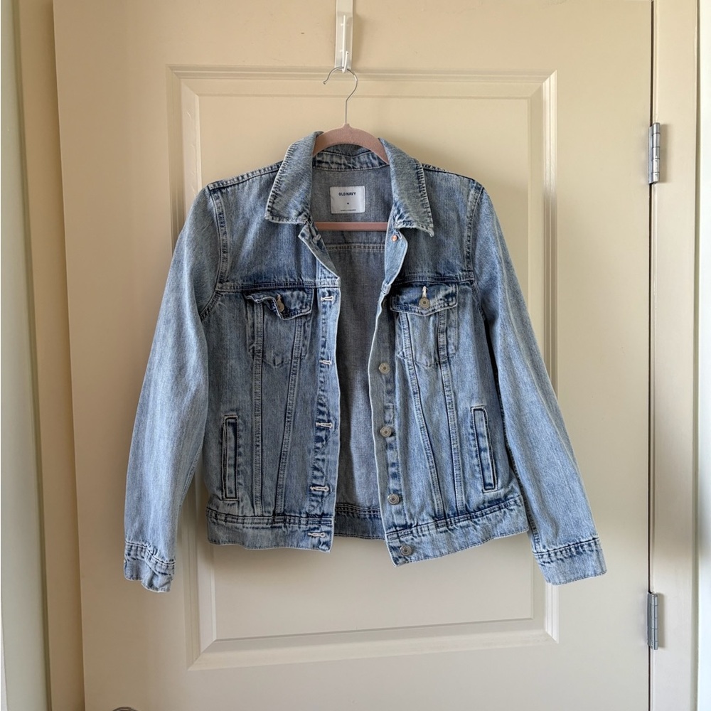 American Flag Light Blue Denim Jacket